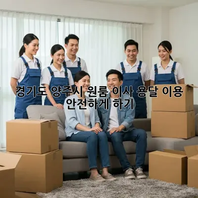 경기도 양주시 원룸 이사, 용달 이용 안전하게 하기
