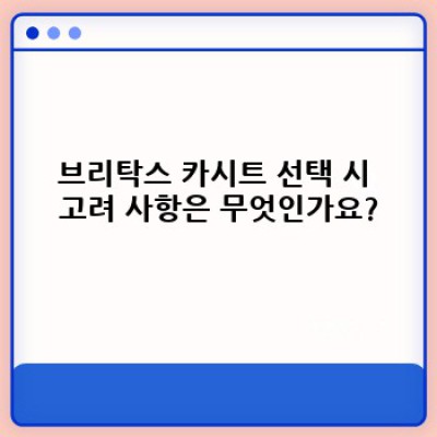 브리탁스: 안전하고 편리한 유아용 카시트의 모든 것