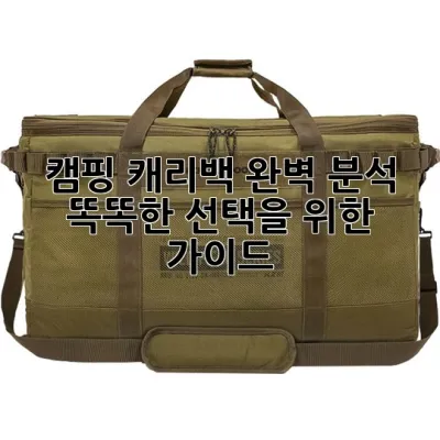 캠핑 캐리백 완벽 분석: 똑똑한 선택을 위한 가이드