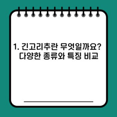긴고리추 완벽 가이드: 종류, 사용법, 주의사항까지!